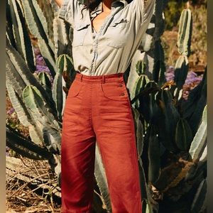 Preowned Imogene + Willie Liza Trousers Brick Red Side Button | Women’s 29